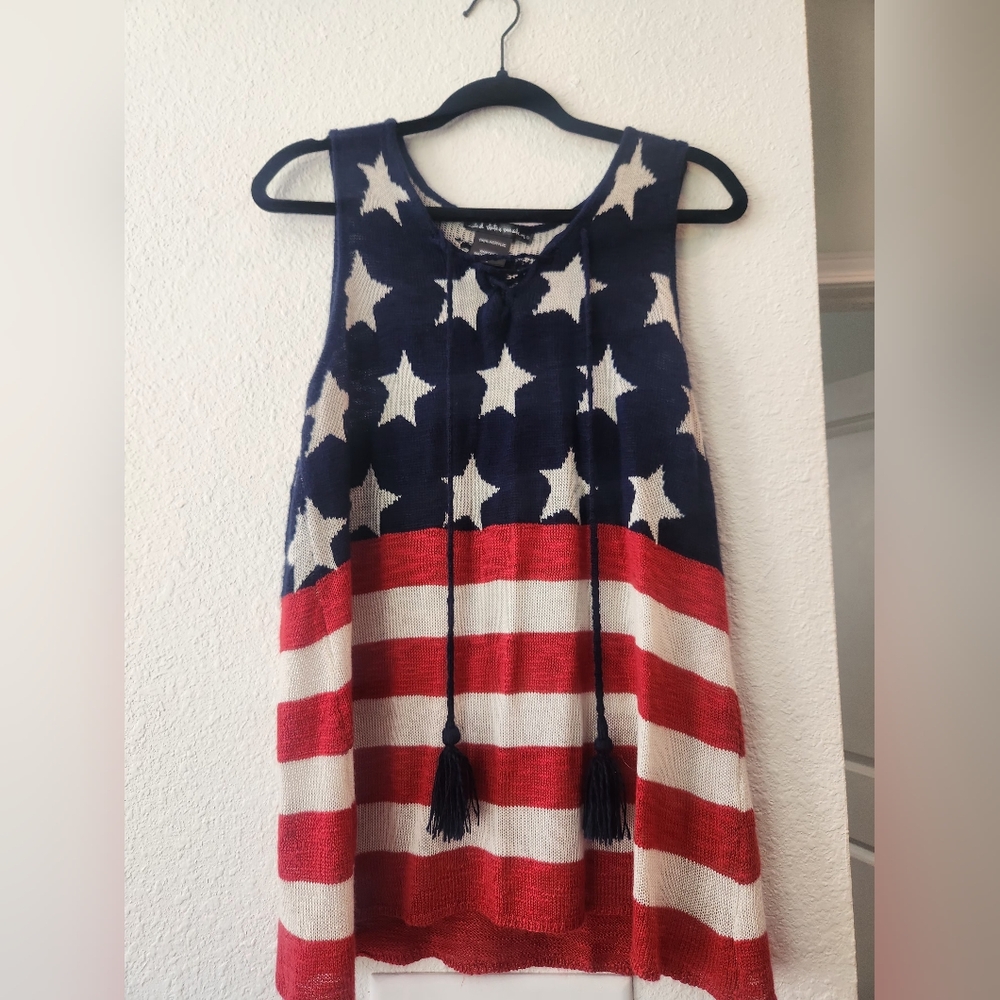Patriotic Stars and Stripes Sweater Tank - Picture 1 of 3